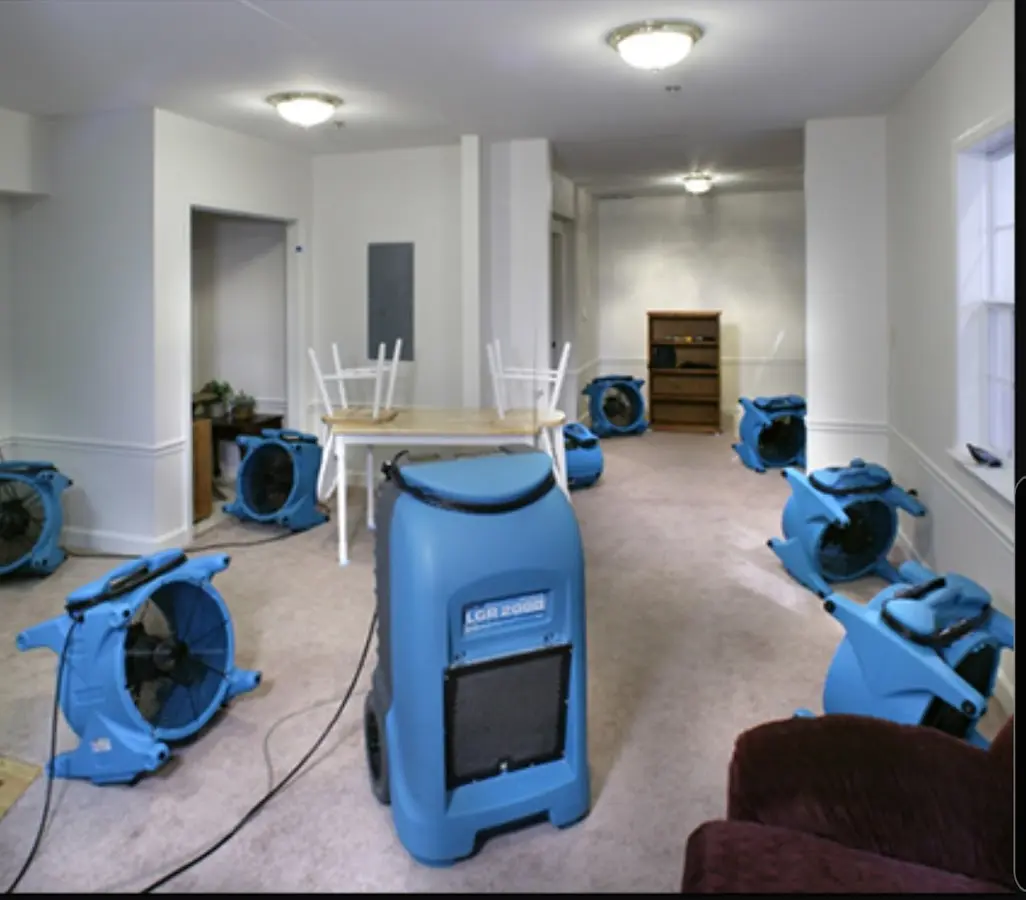 Air movers and dehumidifier setup for Water Damage Restoration in Homestead Meadows South